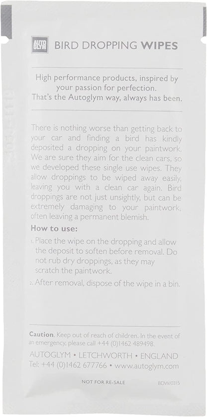 Bird Dropping Wipes, 10 Pack | Bird Poo Remover Wipes – Quick-Clean Solution for Removing Bird Mess from Car Paint, Glass, Plastic Trim & Bodywork