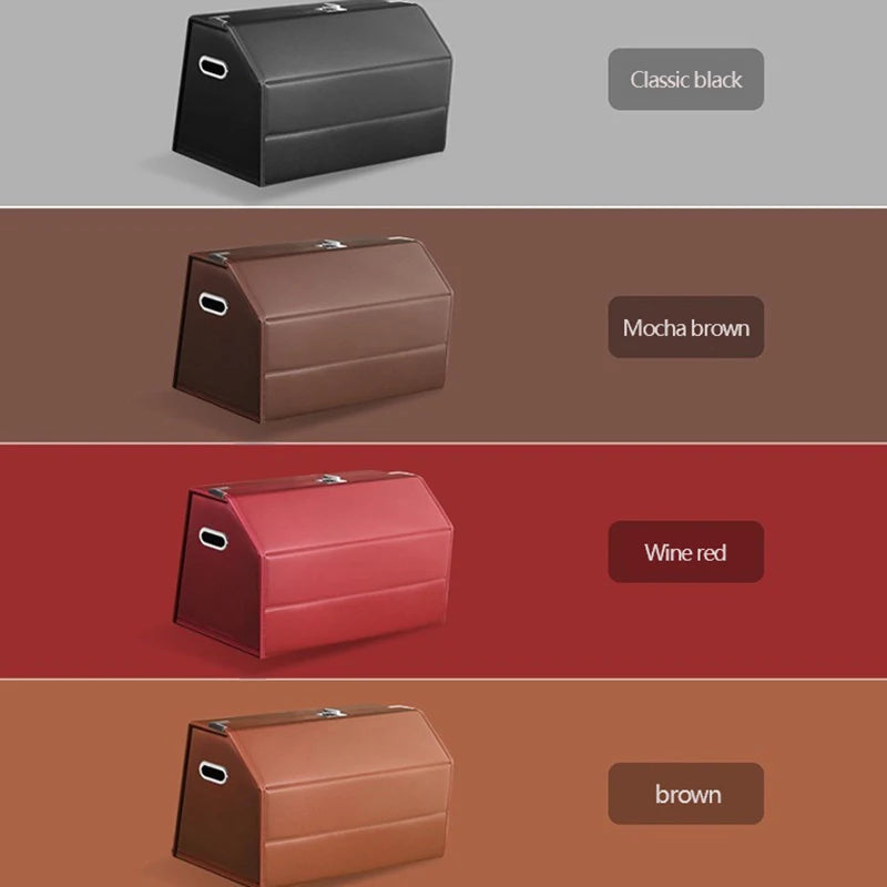 Car Accessories under Clamshell Leather Organizer Car Trunk Storage Box Multi-Function Folding Car Storage