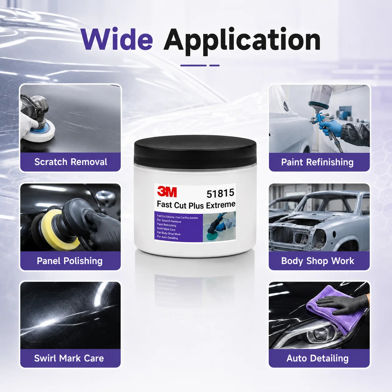 51815 Fast Cut plus Extreme Polishing Compound High Cut Scratch Remover for Car Paint Refinishing Auto Detailing 100G Repacke