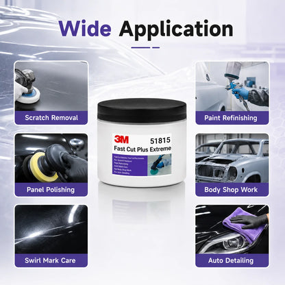 51815 Fast Cut plus Extreme Polishing Compound High Cut Scratch Remover for Car Paint Refinishing Auto Detailing 100G Repacke