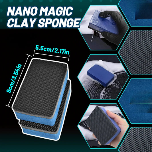 2Pcs 3-Layer Professional Clay Sponge, Nano Clay Matrix for Scratch-Safe Car Contaminant Removal, Multi-Surface Use