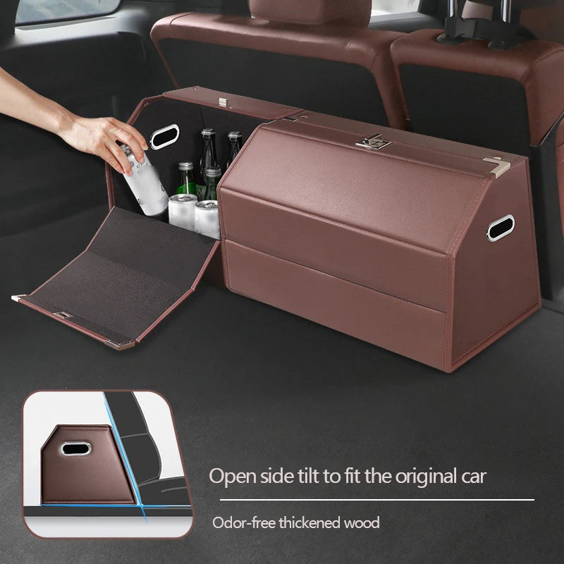 Car Accessories under Clamshell Leather Organizer Car Trunk Storage Box Multi-Function Folding Car Storage