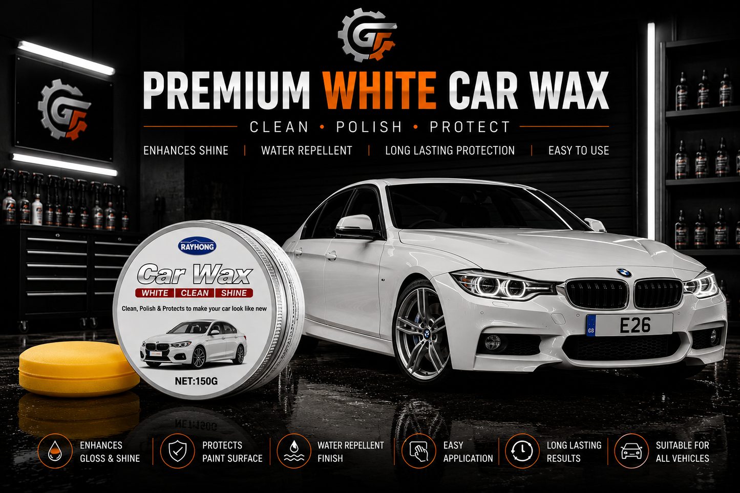 Premium White Car Wax – High Gloss Paint Polish & Protection