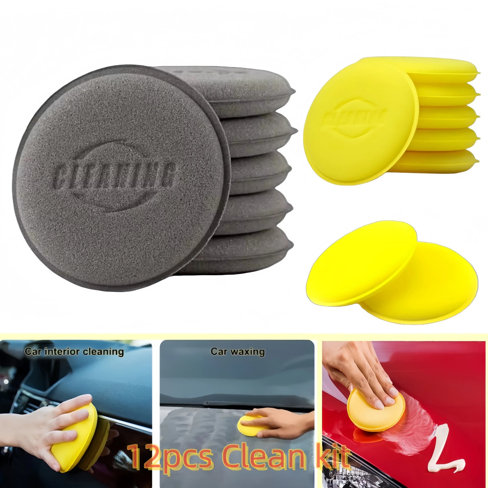 12-Piece High-Density Round Foam Applicator Set for Automotive Detailing and Polishing