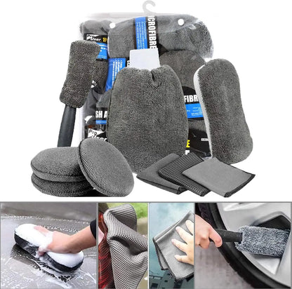 9Pcs Car Cleaning Kit Car Wash Cleaning Tools Microfiber Car Detailing Cleaning Set for Interior Exterior Car Washing