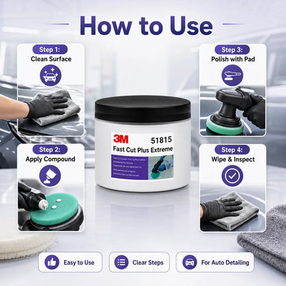 51815 Fast Cut plus Extreme Polishing Compound High Cut Scratch Remover for Car Paint Refinishing Auto Detailing 100G Repacke