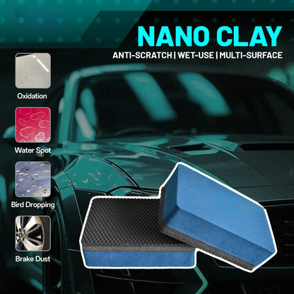 2Pcs 3-Layer Professional Clay Sponge, Nano Clay Matrix for Scratch-Safe Car Contaminant Removal, Multi-Surface Use