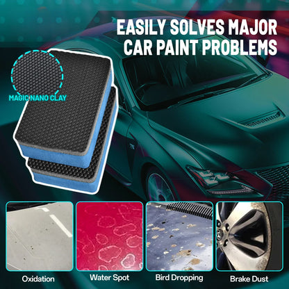 2Pcs 3-Layer Professional Clay Sponge, Nano Clay Matrix for Scratch-Safe Car Contaminant Removal, Multi-Surface Use