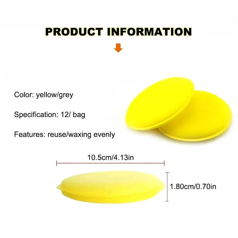 12-Piece High-Density Round Foam Applicator Set for Automotive Detailing and Polishing